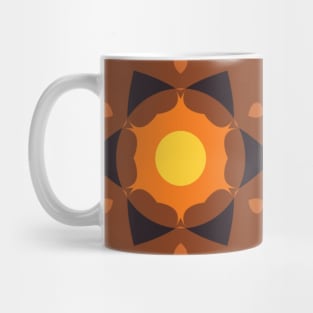 Retro Mandala Flower Orange Blue and Yellow Mug